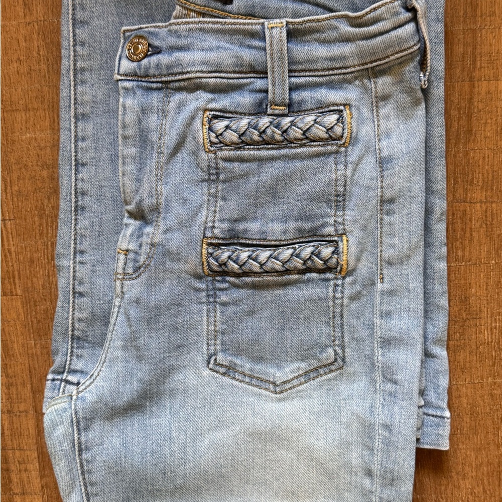 7 For All Mankind Light Blue Denim with Brass Button